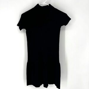 Crewcuts navy blue 100% Merino Wool turtleneck pleated skirt Dress